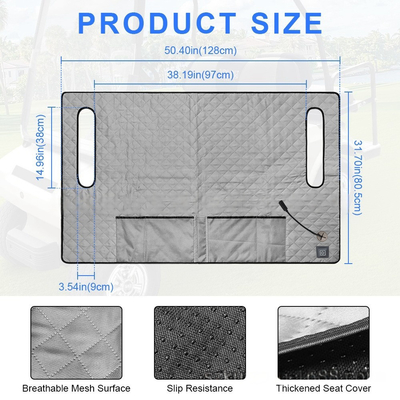 Protection contre la surchauffe Pad de chauffage de golf pour chariot de golf Coussin de siège chauffant Matériau lavable Source d'alimentation CC/AC