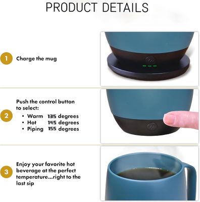 Design d'usine de boissons à chauffage automatique à température contrôlée directement à boire tasse de café Voyage sans fil