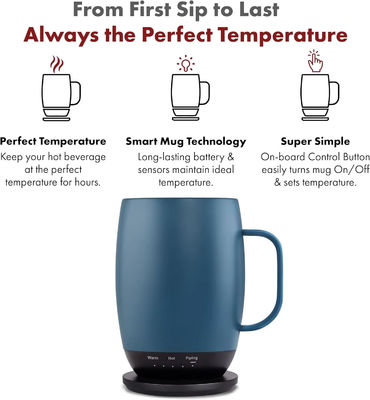 Design d'usine de boissons à chauffage automatique à température contrôlée directement à boire tasse de café Voyage sans fil