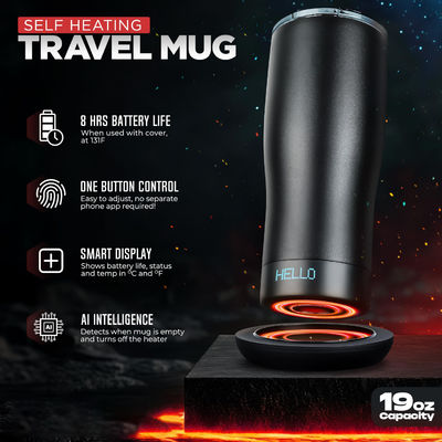 Coupe de café chauffée à LED à écran LED à température auto-ajustée pour une consommation directe pratique pour la voiture de voyage
