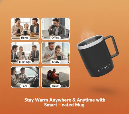 Tasse intelligente portable avec contrôle numérique de la température, batterie rechargeable, écran LED et couvercle anti-déversement pour plus de commodité