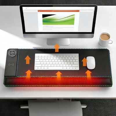 Personnaliser la protection contre la surchauffe du tapis de souris chauffant avec recharge sans fil et repose-poignet Tapis de souris chauffant intelligent