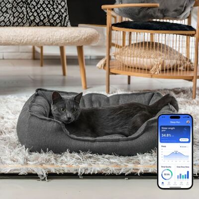 Un lit pour animaux de compagnie intelligent avec application basée sur le suivi en temps réel du rythme cardiaque, de la respiration et du sommeil, fournissant des informations sur la santé de qualité vétérinaire