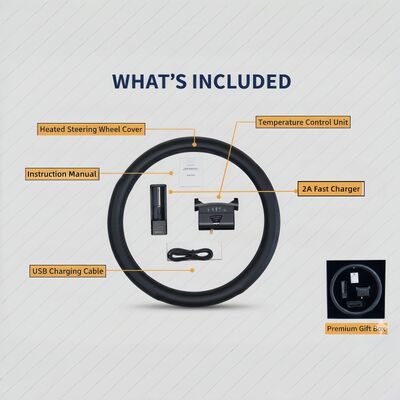 Housse de volant chauffante en graphène pour vente en gros, chauffage rapide en cuir avec protection contre la surchauffe, ensemble de poignée antidérapante