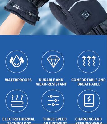 Certificat CE USB écran tactile Gants chauffants électriques bon marché Gants chauffants en cuir Gants chauffants imperméables pour le ski