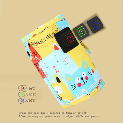 Milk heating sleeve featuring cute little tiger pattern customizable size and USB charging with timer controlled heating modes