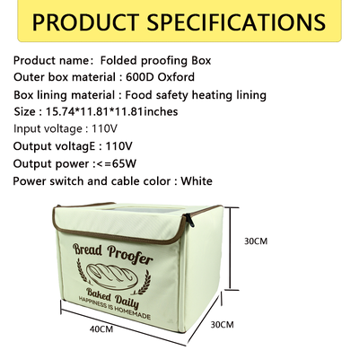 Sac chauffant pour aliments, boîte de fermentation à faible consommation d'énergie (moins de 65 watts), idéal pour les longs cycles de fermentation de pâte
