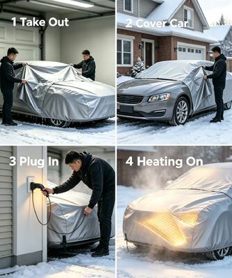 Capot de chauffage de voiture flexible offrant chauffage et protection contre la neige et les températures glaciales pour différents types de véhicules