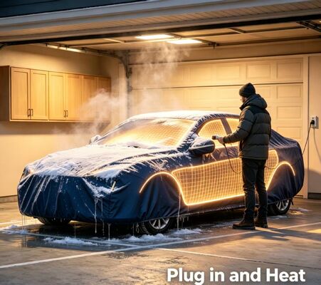 Capote de chauffage de voiture avec installation et retrait faciles, conçue pour une utilisation répétée et une protection contre la neige, le gel et la pluie légère