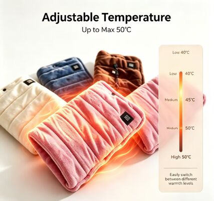 Chauffe-mains électrique portable USB 3 températures réglables Max 50°C Sac chauffant doux en flanelle rechargeable Cadeau chaud d'hiver pour l'extérieur