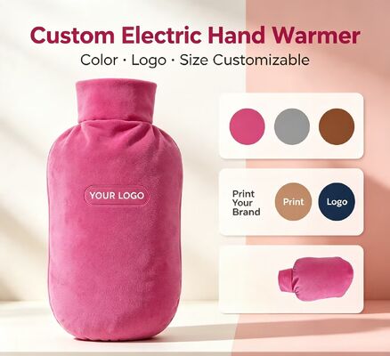 Chauffe-mains rechargeable en forme de seau, tissu ultra doux en cristal, température réglable, pochette chauffante électrique portable avec chargement CC, couleur personnalisée OEM ODM
