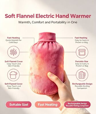 Bouteille électrique chauffante à main rechargeable, couverture cristalline ultra douce pour la peau, chauffage rapide, sac chauffant portable pour le froid