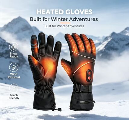 Gants chauffants électriques, gants chauffants alimentés par batterie à feuille de graphène 5V, gants thermiques chauds coupe-vent et imperméables réglables de 40 à 65 ℃ pour le ski, le cyclisme, le camping et le travail