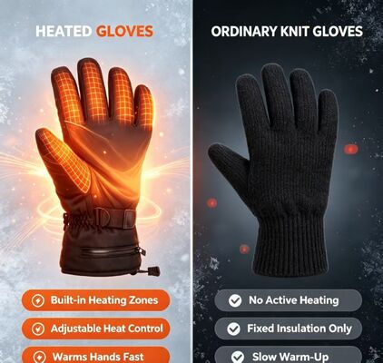Gants chauffants électriques, gants chauffants alimentés par batterie à feuille de graphène 5V, gants thermiques chauds coupe-vent et imperméables réglables de 40 à 65 ℃ pour le ski, le cyclisme, le camping et le travail