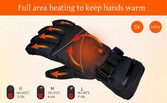 Gants chauffants électriques à batterie Gants chauffants thermiques au graphène 40-65°C réglables étanches à l'air et à l'eau chauffants à la main Unisexe Gants d'hiver pour le ski Cyclisme moto Sport en plein air