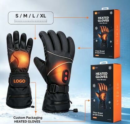 Gants chauffés électriques Graphène chauffage rapide, température réglable, chauffe-mains thermiques étanches, logo et emballage personnalisés disponibles