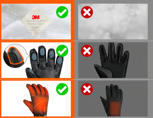 Des gants électriques à écran tactile chauffés au graphène, chauffants pour les mains, durables et réglables en température, étanches au vent et à la neige