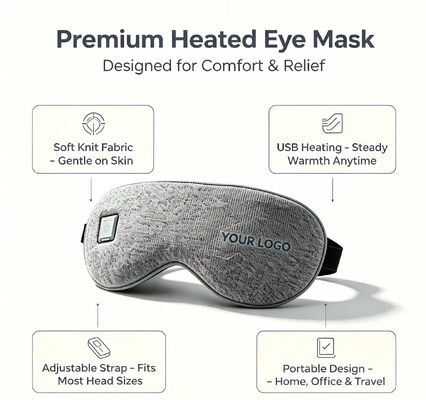 Masque pour les yeux chauffant, masque électrique chauffant en PU super doux 35-55°C température réglable, masque pour les yeux chauffant portable rechargeable de 1000mAh pour soulager la fatigue oculaire, bureau de voyage usage scolaire à domicile