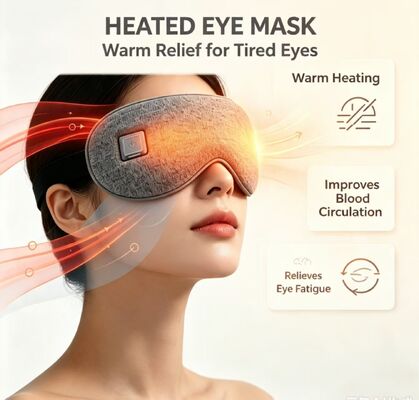 Masque pour les yeux chauffant électrique avec feuille chauffante intégrée en fibre de carbone, doublure intérieure douce en coton isolant, masque chauffant portable de 1000 mAh avec température réglable pour apaiser les yeux fatigués