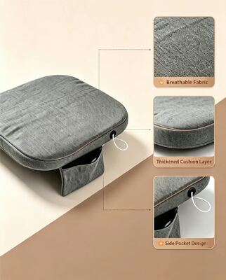 Coussin de siège chauffant USB en graphène OEM ODM, logo personnalisé, taille personnalisée, couleur personnalisée, coussin de chaise chauffant en lin et coton avec poche pour batterie externe, contrôle de température à 3 vitesses pour voiture, bureau, maison