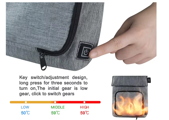 Sac à déjeuner chauffant USB en fibre de polyester, chauffe-aliments étanche et anti-fuite, unité chauffante amovible et lavable, 50 à 59 ℃, réglage de la température à 3 niveaux pour réchauffer les repas en déplacement