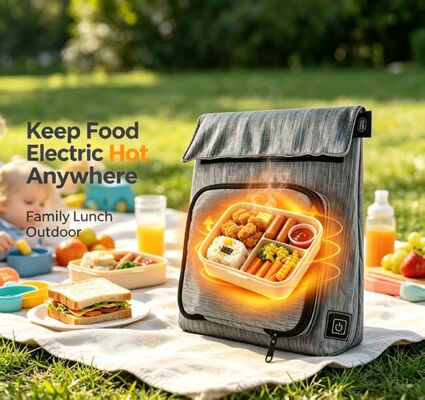 Sac à déjeuner chauffant USB en fibre de polyester, chauffe-aliments étanche et anti-fuite, unité chauffante amovible et lavable, 50 à 59 ℃, réglage de la température à 3 niveaux pour réchauffer les repas en déplacement