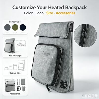 OEM ODM Logo personnalisé USB Sacoche chauffante pour aliments chauffés, étanche à l'eau, étanche aux fuites, lavable, amovible, chargeur, sac chauffant pour les voyages, école de pique-nique