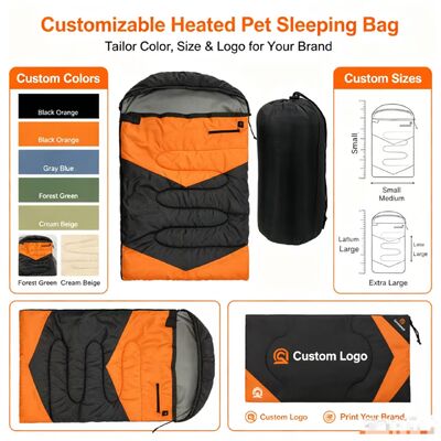 Sac de couchage pour chiens chauffé 3 niveaux réglable de température, sac de couchage en coton creux de marque privée 71*108cm, logo et emballage personnalisés pour le camping Voyage à domicile en plein air, certifié CE FCC