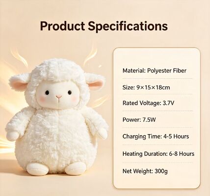 Warm Sheep Rechargeable Hand Warmer,3‑Level 40‑50‑60℃ Adjustable Temperature,6‑8H Long Lasting Portable Pocket Heater,Polyester Fiber Winter Heating Gift for Indoor Outdoor Use