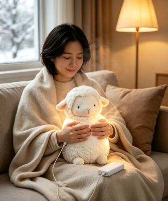 Warm Sheep Rechargeable Hand Warmer,3‑Level 40‑50‑60℃ Adjustable Temperature,6‑8H Long Lasting Portable Pocket Heater,Polyester Fiber Winter Heating Gift for Indoor Outdoor Use