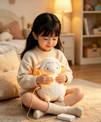 Adorable Mouton en forme de coussin chauffant USB, contrôle de température à 3 niveaux 40-60℃, polyester doux et agréable pour la peau, sans danger pour les enfants pour un usage quotidien à la maison, chauffe-mains portable en déplacement avec autonomie de 6-8H