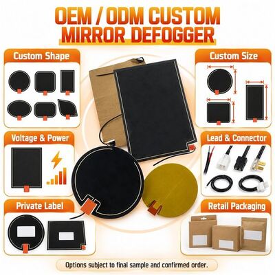 Plaquette de chauffage pour débrouilleur de miroirs au graphène, forme personnalisée, taille, tension, film flexible résistant à l'humidité pour miroirs de salle de bain