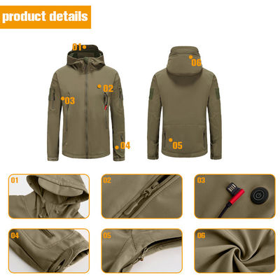 Veste chauffée électrique USB, veste chauffée rechargeable à 60 degrés Vêtements de chasse chauffants Xf Wj ODM