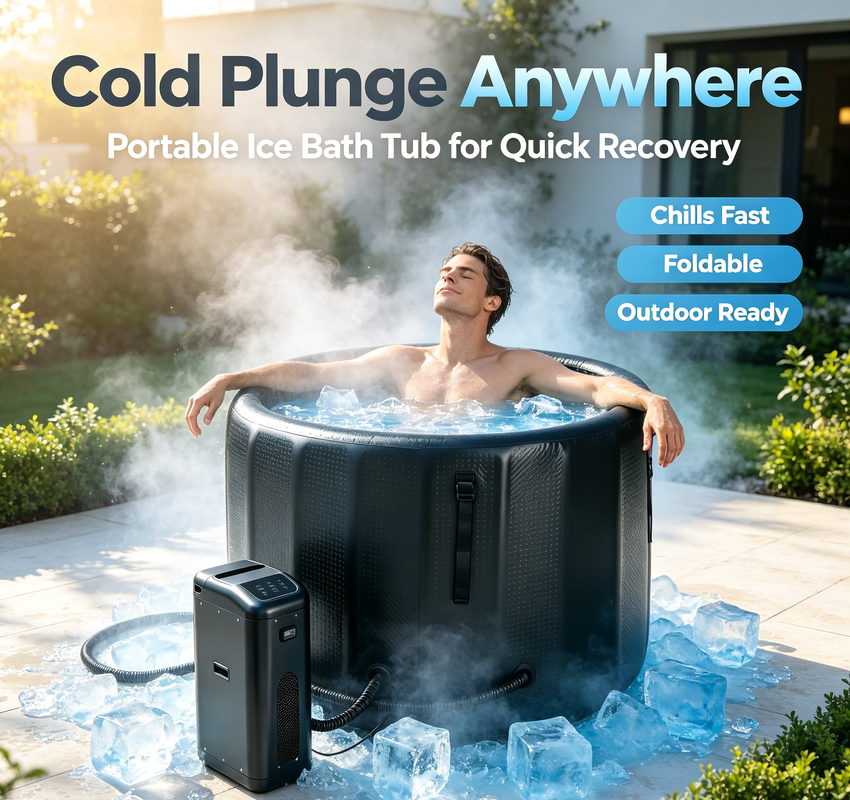 Une baignoire de glace gonflable durable avec des performances étanches et un système de refroidissement permettant des séances de plongée à froid et une récupération musculaire