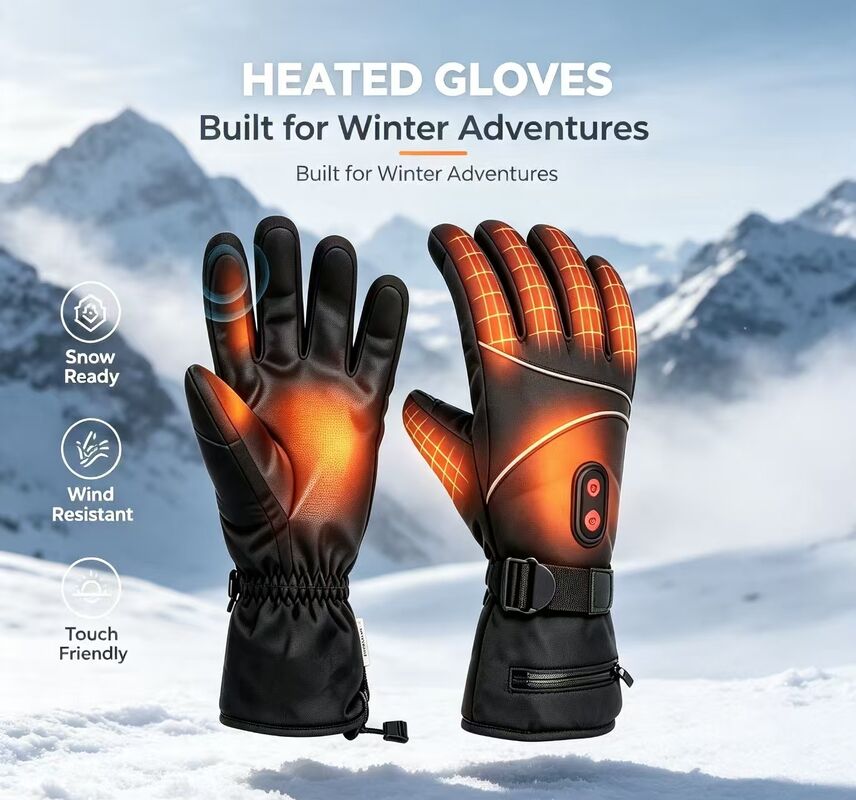 Gants chauffants électriques, gants chauffants alimentés par batterie à feuille de graphène 5V, gants thermiques chauds coupe-vent et imperméables réglables de 40 à 65 ℃ pour le ski, le cyclisme, le camping et le travail