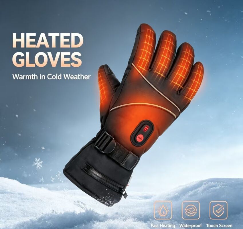 Gants chauffés électriques Graphène chauffage rapide, température réglable, chauffe-mains thermiques étanches, logo et emballage personnalisés disponibles