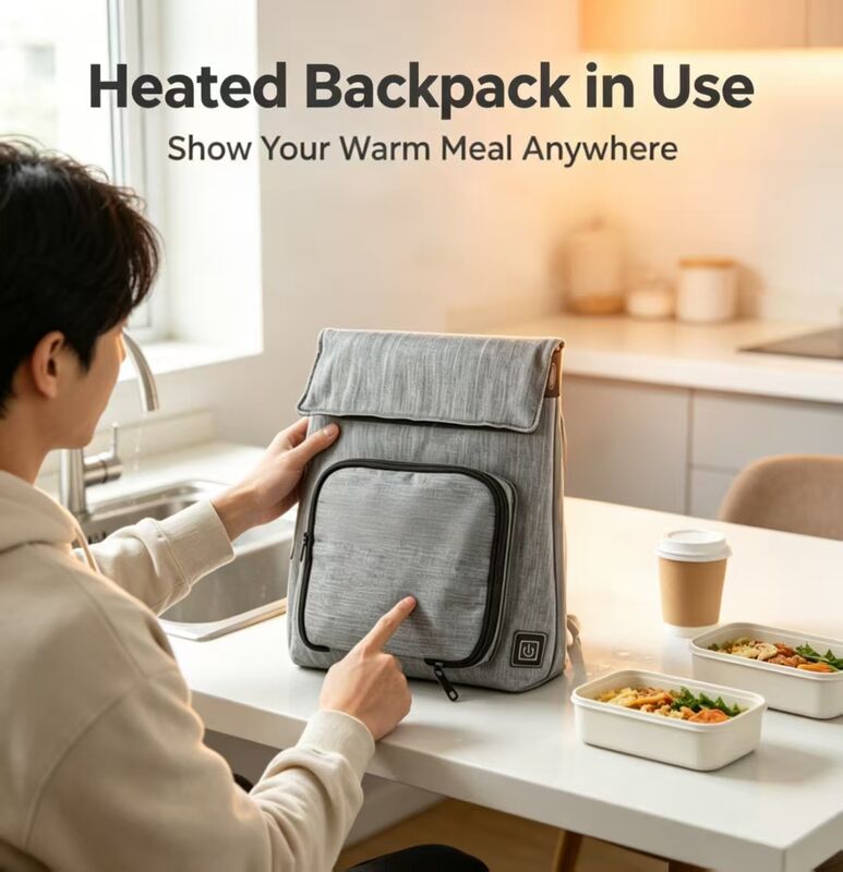 Solution de chauffage des aliments en déplacement ｜ Chauffe-déjeuner chauffant étanche USB, amovible pour le chargement et entièrement lavable, étanche à 3 niveaux de chaleur de 50 à 59 ℃ pour les voyages, l'école et les pique-niques en plein air