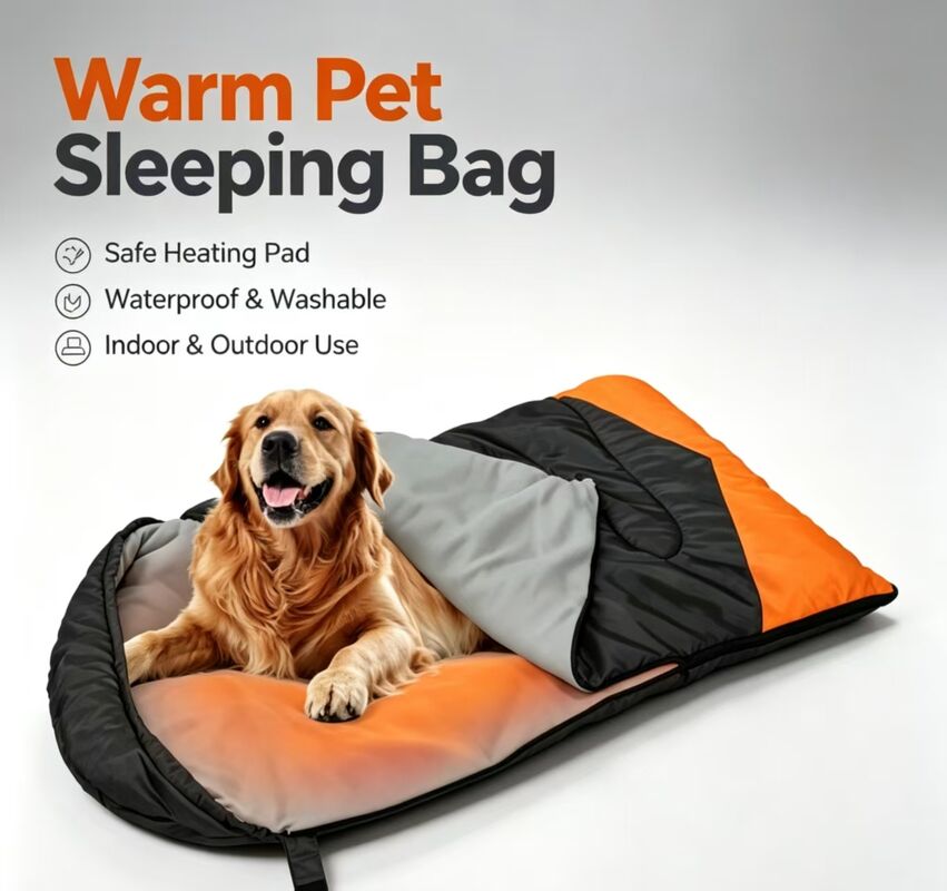Sac de couchage chauffé pour chien réglable à 3 niveaux, polyester en coton creux doux portable, sac de couchage chaud pour animaux de compagnie pour l'hiver, vent de neige, camping Voyage à domicile Utilisation en plein air