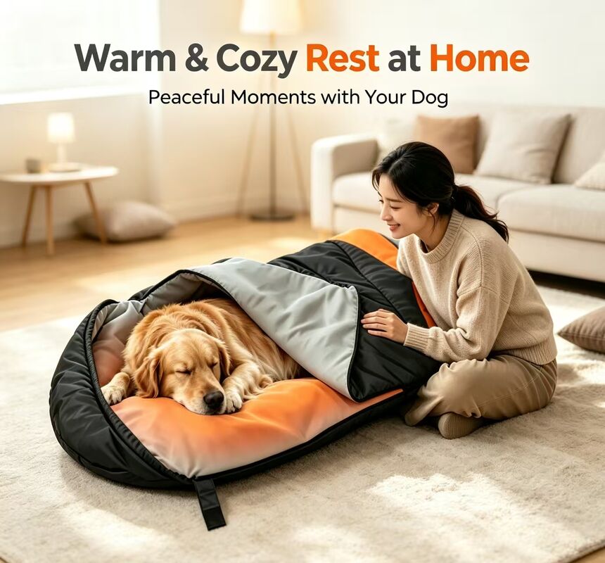 Sac de couchage pour chiens chauffé compact et facile à ranger, léger de 0,93 kg Sac de couchage pliable pour animaux de compagnie pour chiens de petites et moyennes races, parfait pour les activités extérieures à la maison et par temps froid