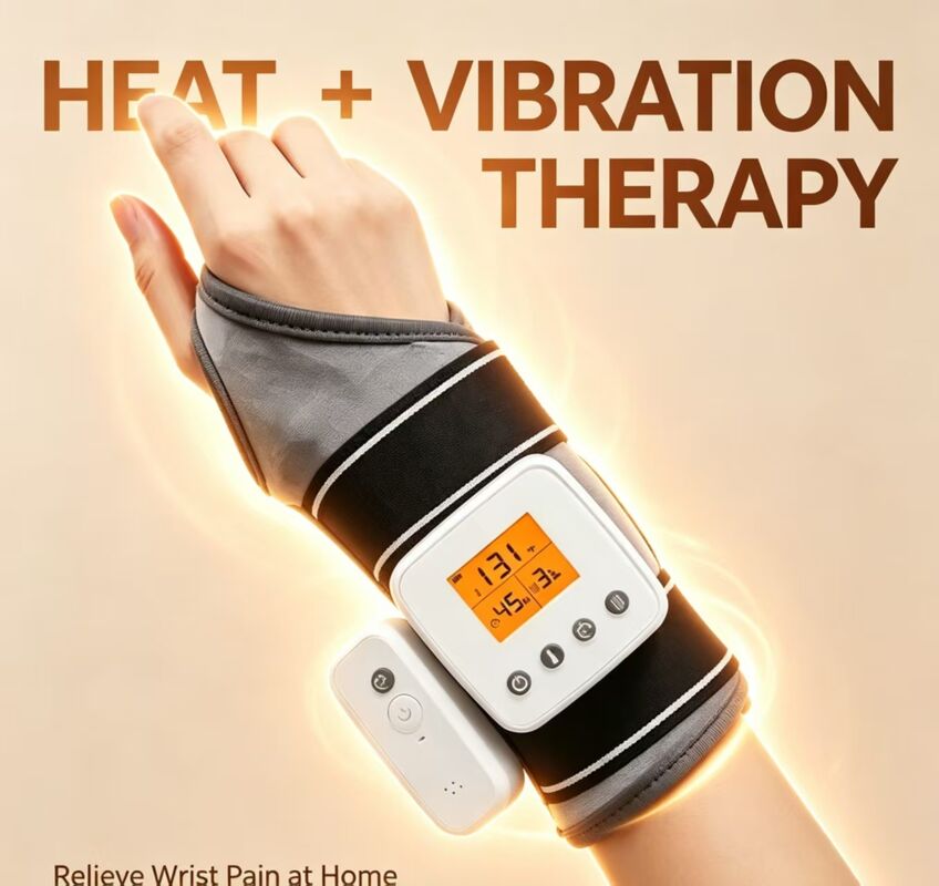 Attelle de poignet chauffante rechargeable par USB avec massage par vibration, 3 réglages de température et de minuterie, bandage chauffant pour le soutien du poignet en cas de tunnel carpien et d'arthrite
