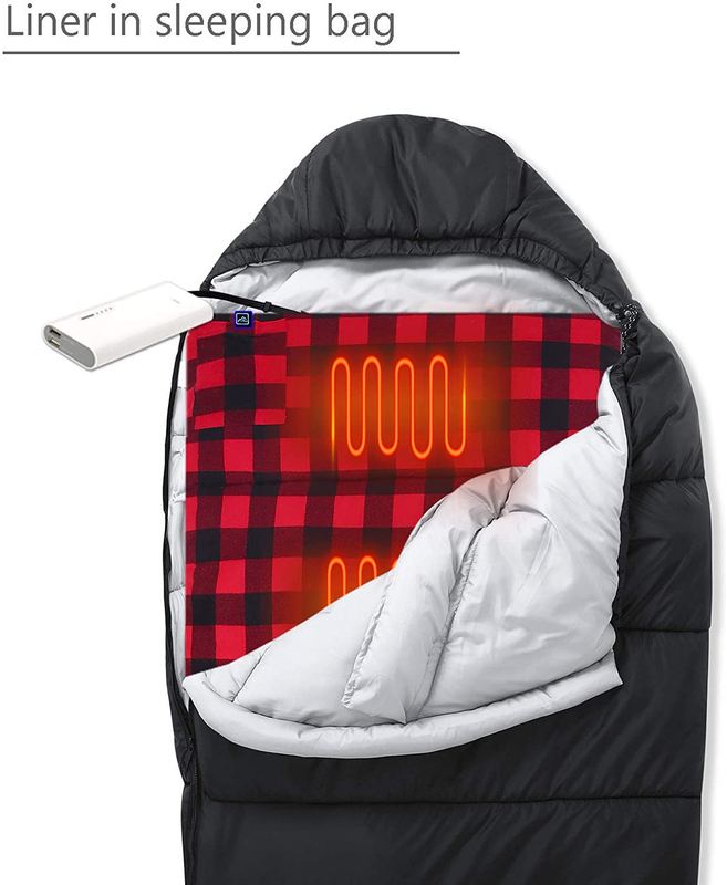 revêtement électrique de sac de couchage de largeur de 61cm, sac de couchage auto-chauffant avec la puissance 5V 2A