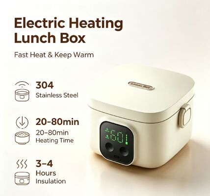 Boîte à lunch électrique à chauffage USB, chauffe-manger portable en acier inoxydable 304, récipient de chauffage alimentaire réglable de 500 ml, isolation de 3-4 heures pour les excursions de pique-nique, camping et route