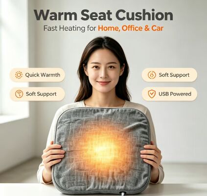 Coussin de chauffage au graphène léger de 3 cm d'épaisseur, coussin de chauffage USB à 3 vitesses, adapté à différentes chaises ménagères et de bureau