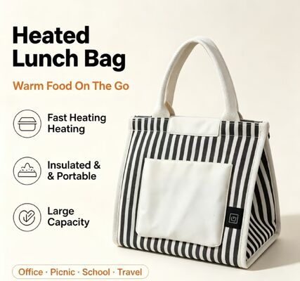 Sac à lunch chauffant portable alimenté par USB, réchaud électrique à chauffage rapide avec 3 modes de température, sac thermique léger de 0,295 kg pour le bureau, l'école et l'extérieur