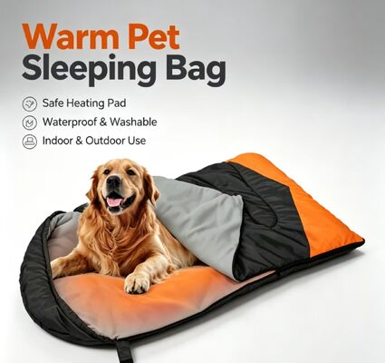 Sac de couchage chauffé pour chien réglable à 3 niveaux, polyester en coton creux doux portable, sac de couchage chaud pour animaux de compagnie pour l'hiver, vent de neige, camping Voyage à domicile Utilisation en plein air