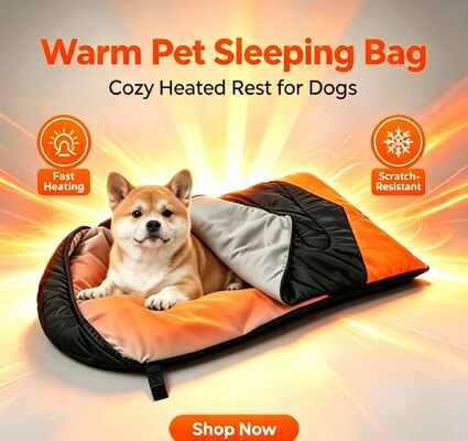 Sac de couchage pour chiens chauffé portable pliable, facile à transporter et à ranger, réglable à 3 niveaux, résistant à l'eau et aux rayures, certifié CE FCC ROHS