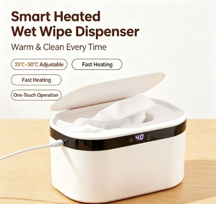 Dispensateur de lingettes humides chauffantes et chauffées