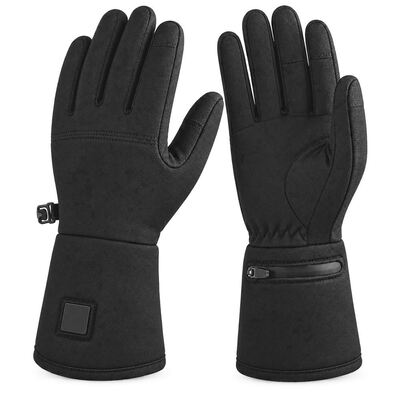 Gants chauffants en graphène, gants d'hiver noirs avec patch de contrôle de manchette et poche à fermeture éclair pour batterie, manchette longue, taille personnalisée, couleur, étiquette privée et emballage pour projets OEM ODM
